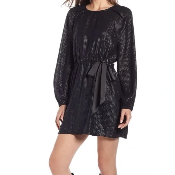 Something Navy Sequin Black Mini Dress - Picture 1 of 16